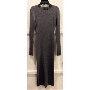 THEORY Grey Knitted Long Sleeve Dress